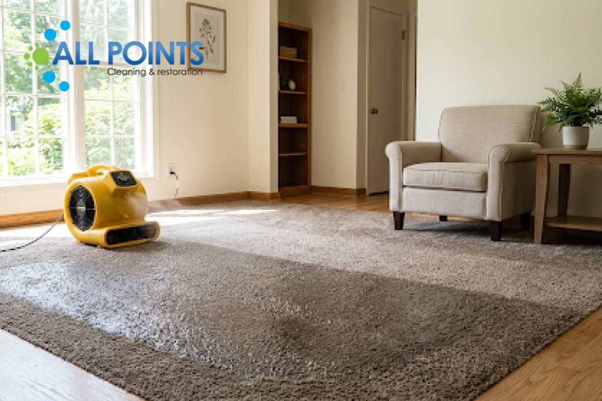 Worker cleaning windows with a squeegee.